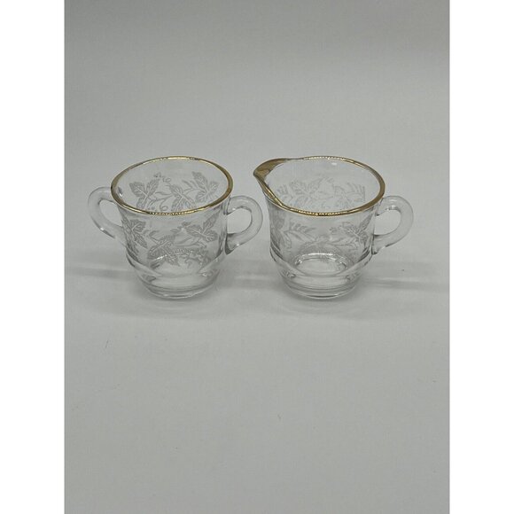 Vintage Bartlett Collins Frosted Grapes Cream & Sugar Set W/Gold Rim - Picture 3 of 6